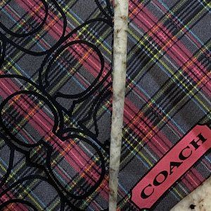 Coach Women's Plaid Scarf - Pink and Black